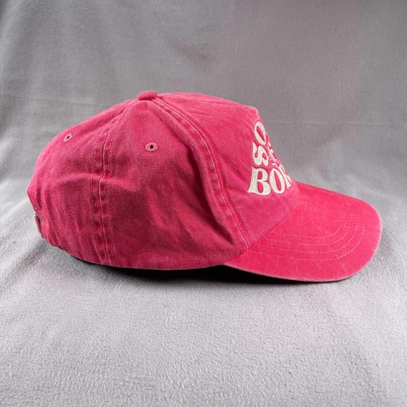 South of the Border Hat Women Pink Red Strap Distressed Embroidered - Picture 4 of 11